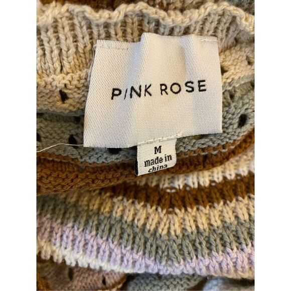 Pink rose, crocheted, dress, striped adjustable, halter, blue combo, dress, size - Picture 6 of 6